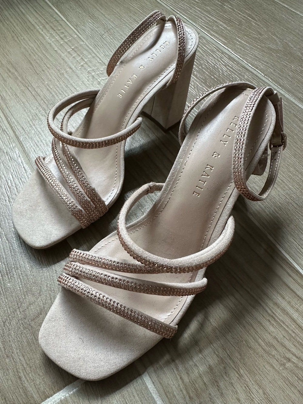 Kelly & Katie Blush Pink Strappy Block Heel Sandals